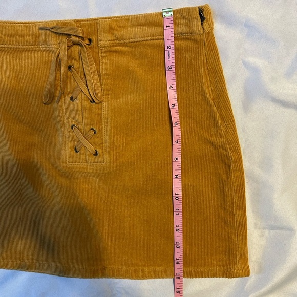 NWOT Corduroy Lace-Up Yellow Skirt - Picture 7 of 7